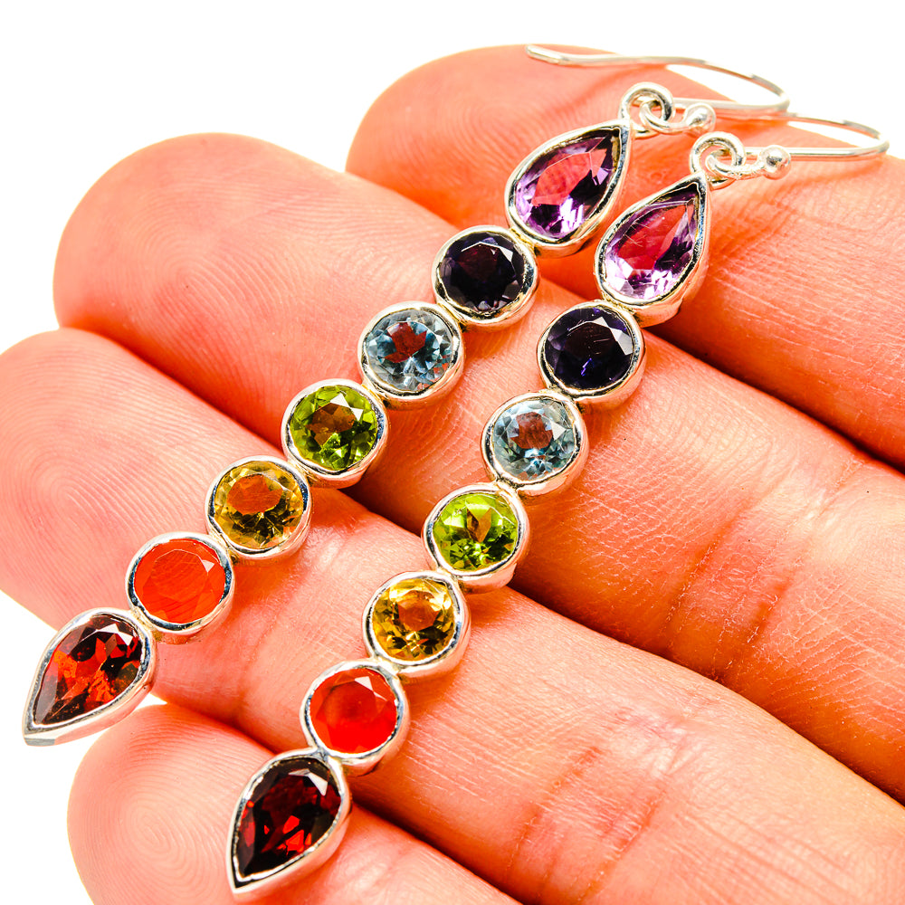 Multi-Stone Chakra Earrings handcrafted by Anasilvercos - EARR415262