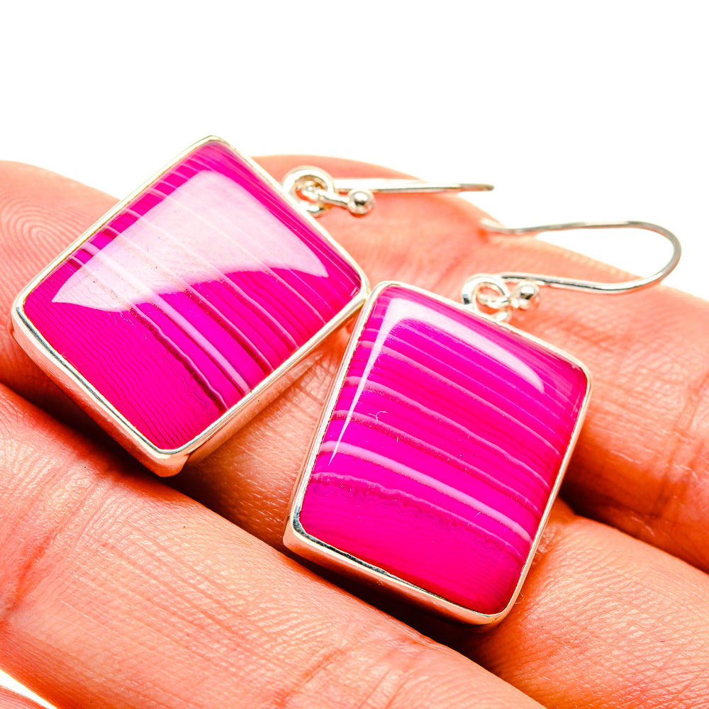 Pink Botswana Agate Earrings handcrafted by Anasilvercos - EARR415270