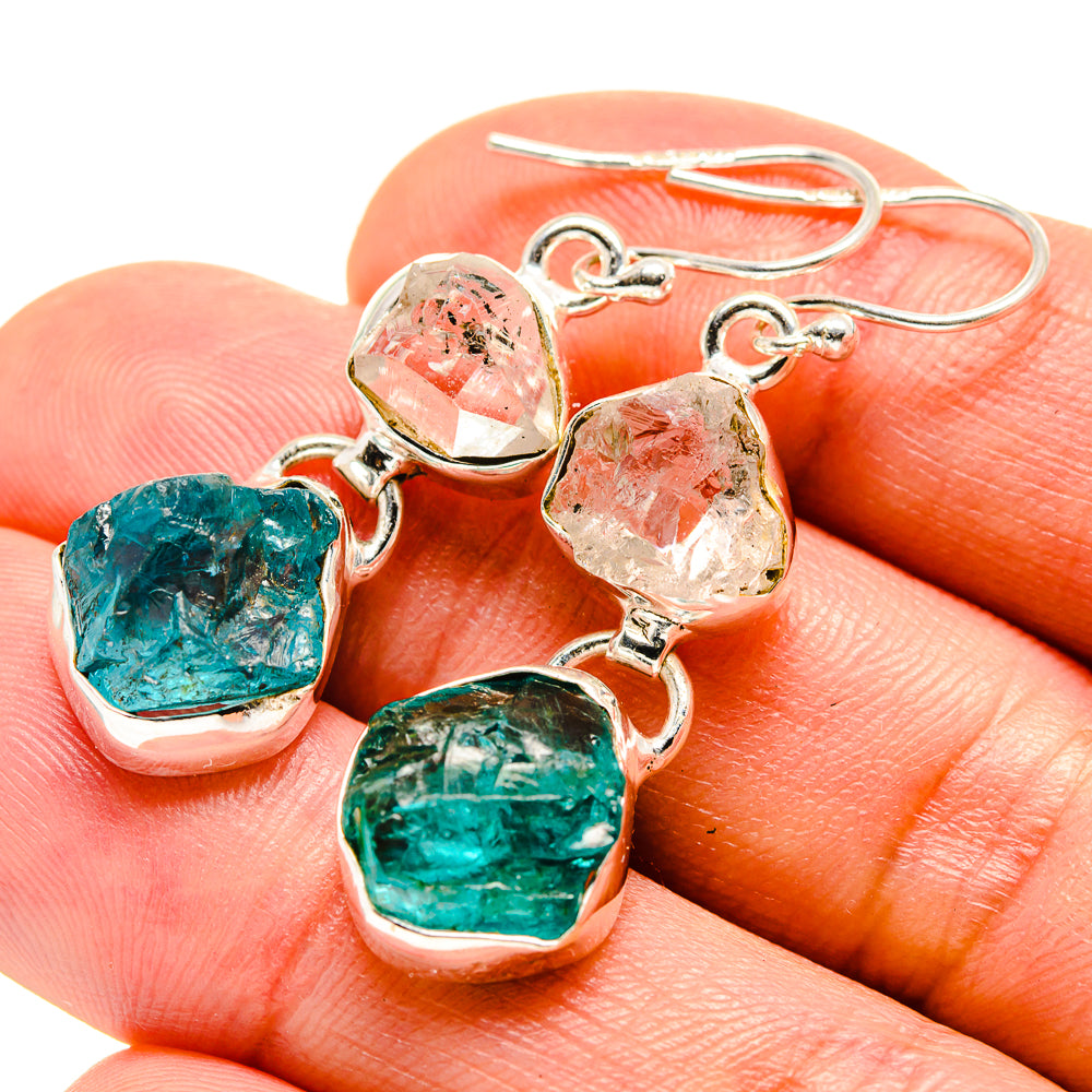Blue Fluorite Earrings handcrafted by Anasilvercos - EARR415273
