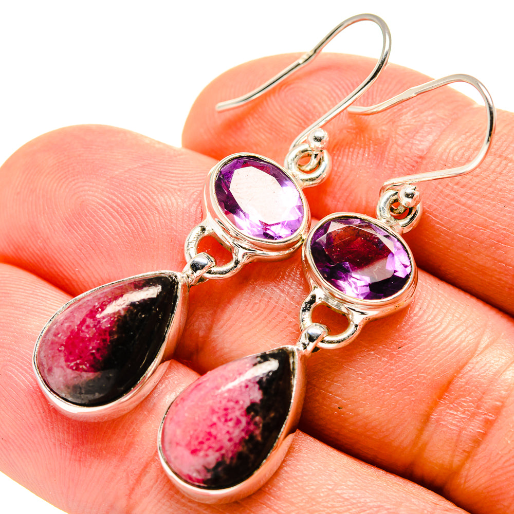 Rhodonite Earrings handcrafted by Anasilvercos - EARR415275