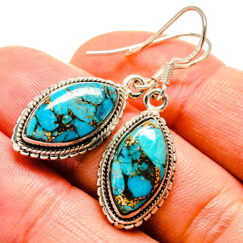Blue Copper Composite Turquoise Earrings handcrafted by Anasilvercos - EARR415276