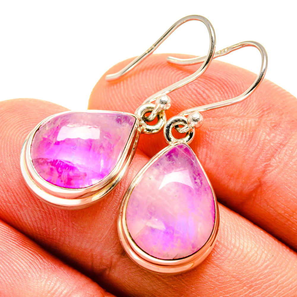 Pink Moonstone Earrings handcrafted by Anasilvercos - EARR415284