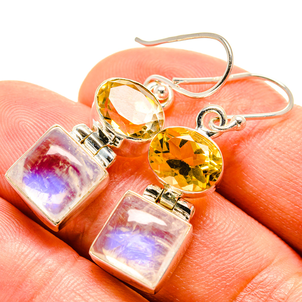 Rainbow Moonstone Earrings handcrafted by Anasilvercos - EARR415290