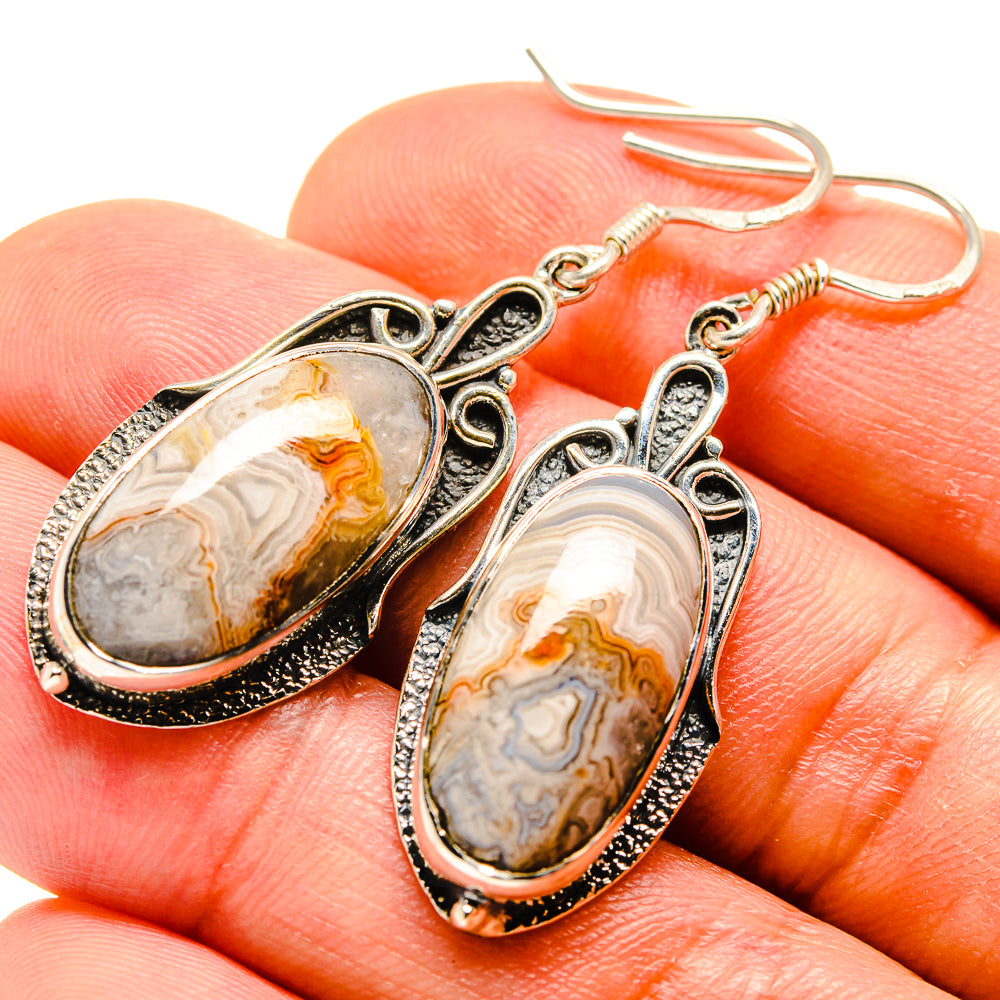 Laguna Lace Agate Earrings handcrafted by Anasilvercos - EARR415294