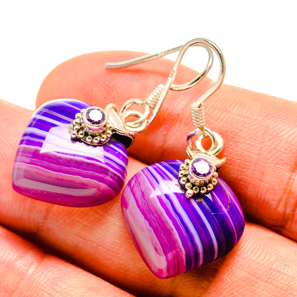 Purple Botswana Agate Earrings handcrafted by Anasilvercos - EARR415305