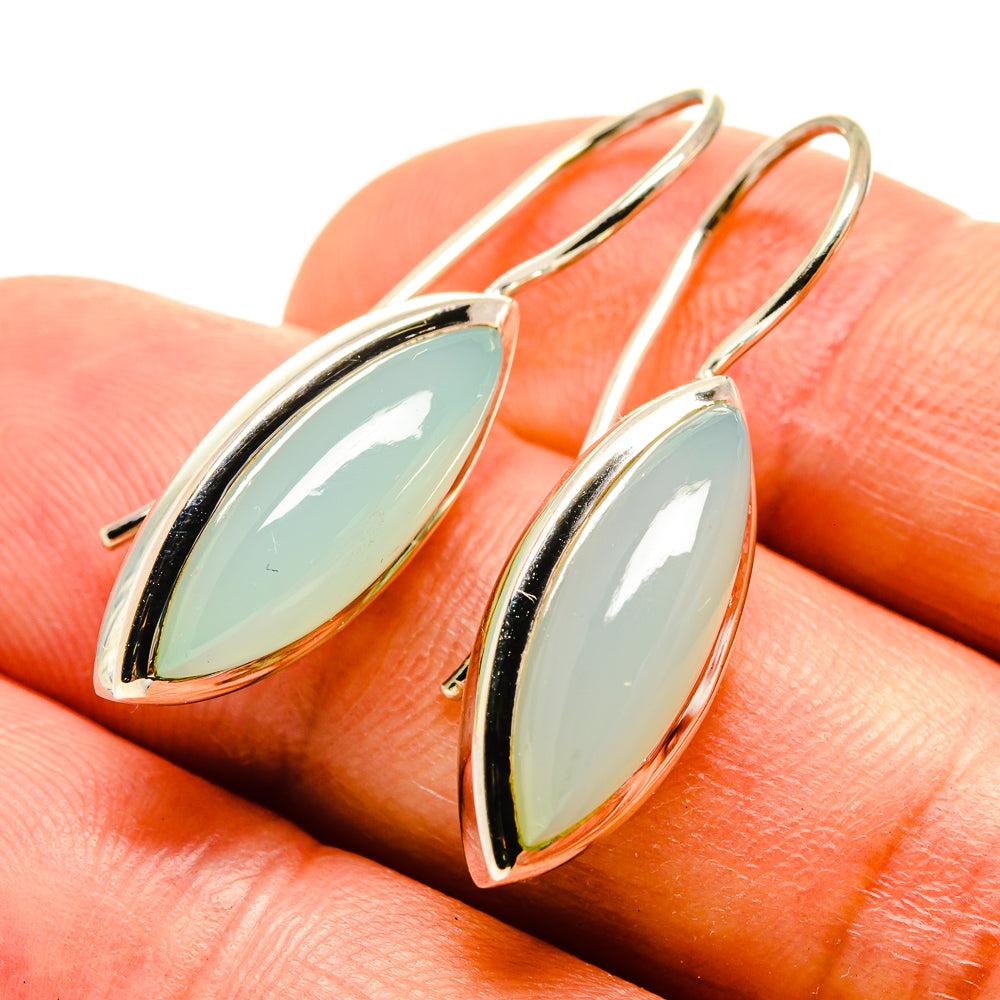 Aqua Chalcedony Earrings handcrafted by Anasilvercos - EARR415326