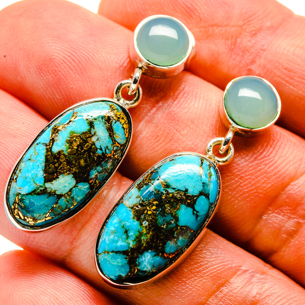 Blue Copper Composite Turquoise Earrings handcrafted by Anasilvercos - EARR415334