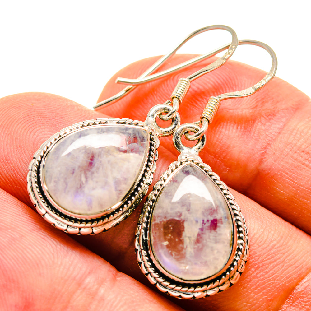 Rainbow Moonstone Earrings handcrafted by Anasilvercos - EARR415349