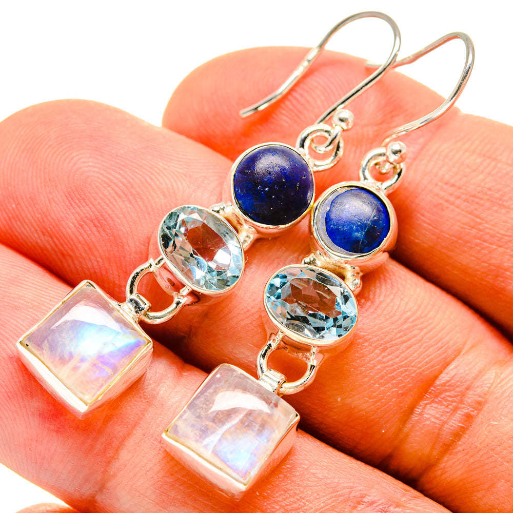 Rainbow Moonstone Earrings handcrafted by Anasilvercos - EARR415360