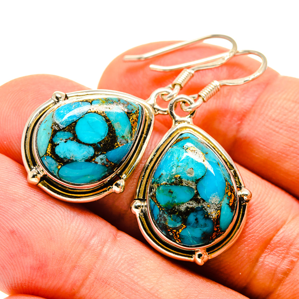 Blue Copper Composite Turquoise Earrings handcrafted by Anasilvercos - EARR415361