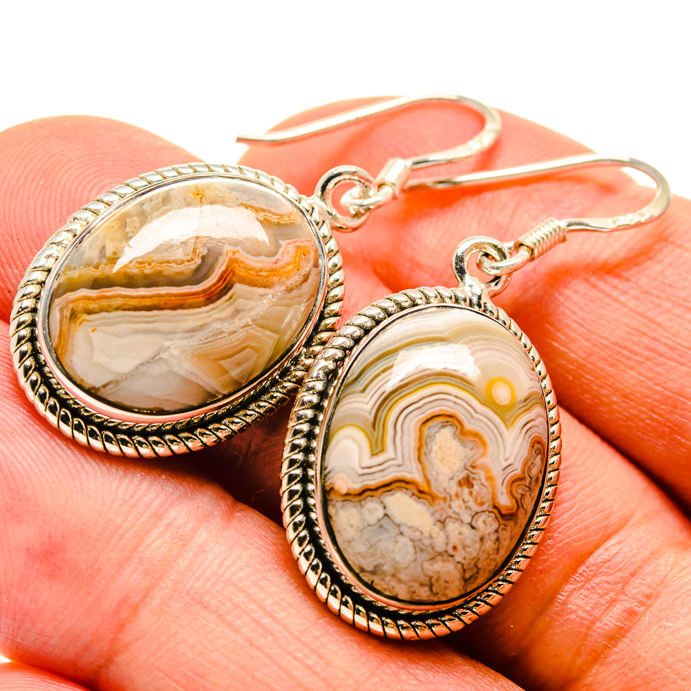 Laguna Lace Agate Earrings handcrafted by Anasilvercos - EARR415373