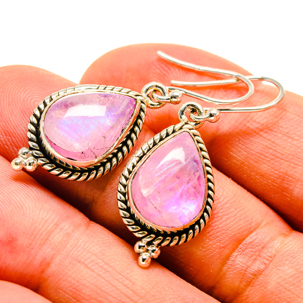 Pink Moonstone Earrings handcrafted by Anasilvercos - EARR415377