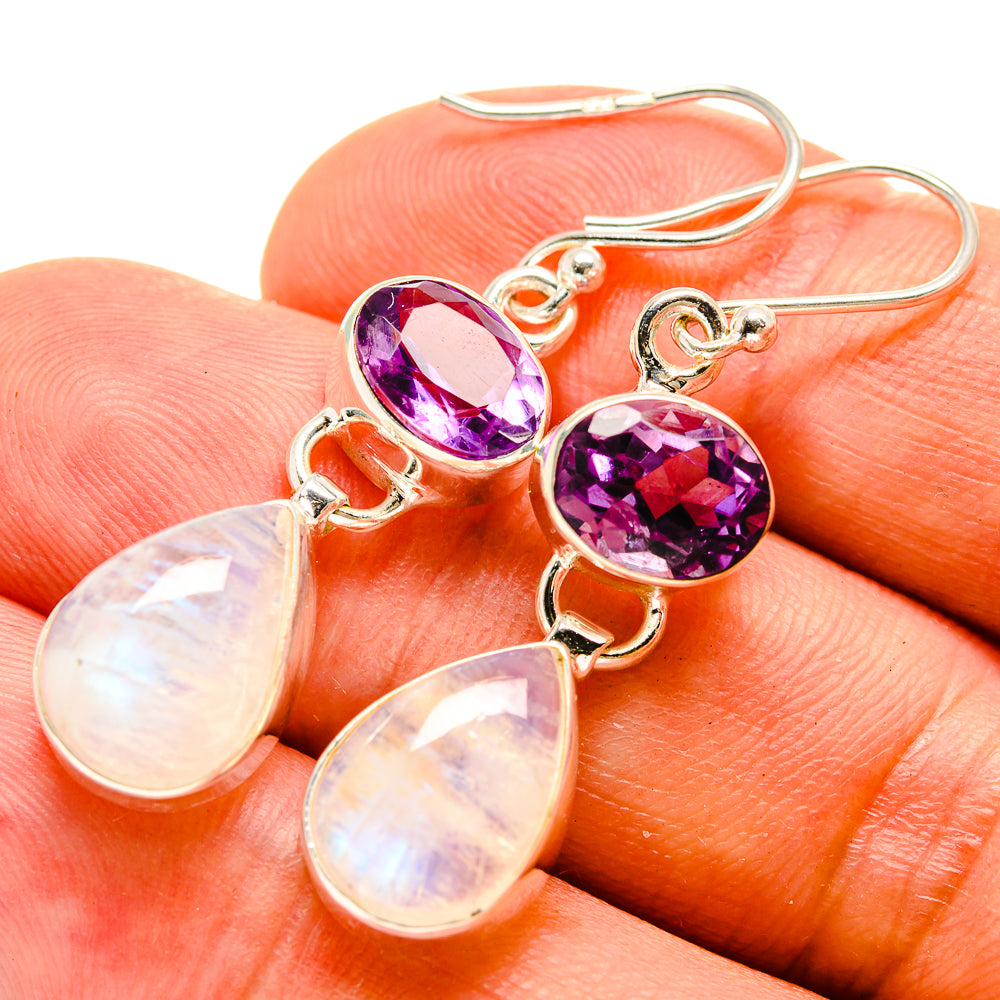 Rainbow Moonstone Earrings handcrafted by Anasilvercos - EARR415385
