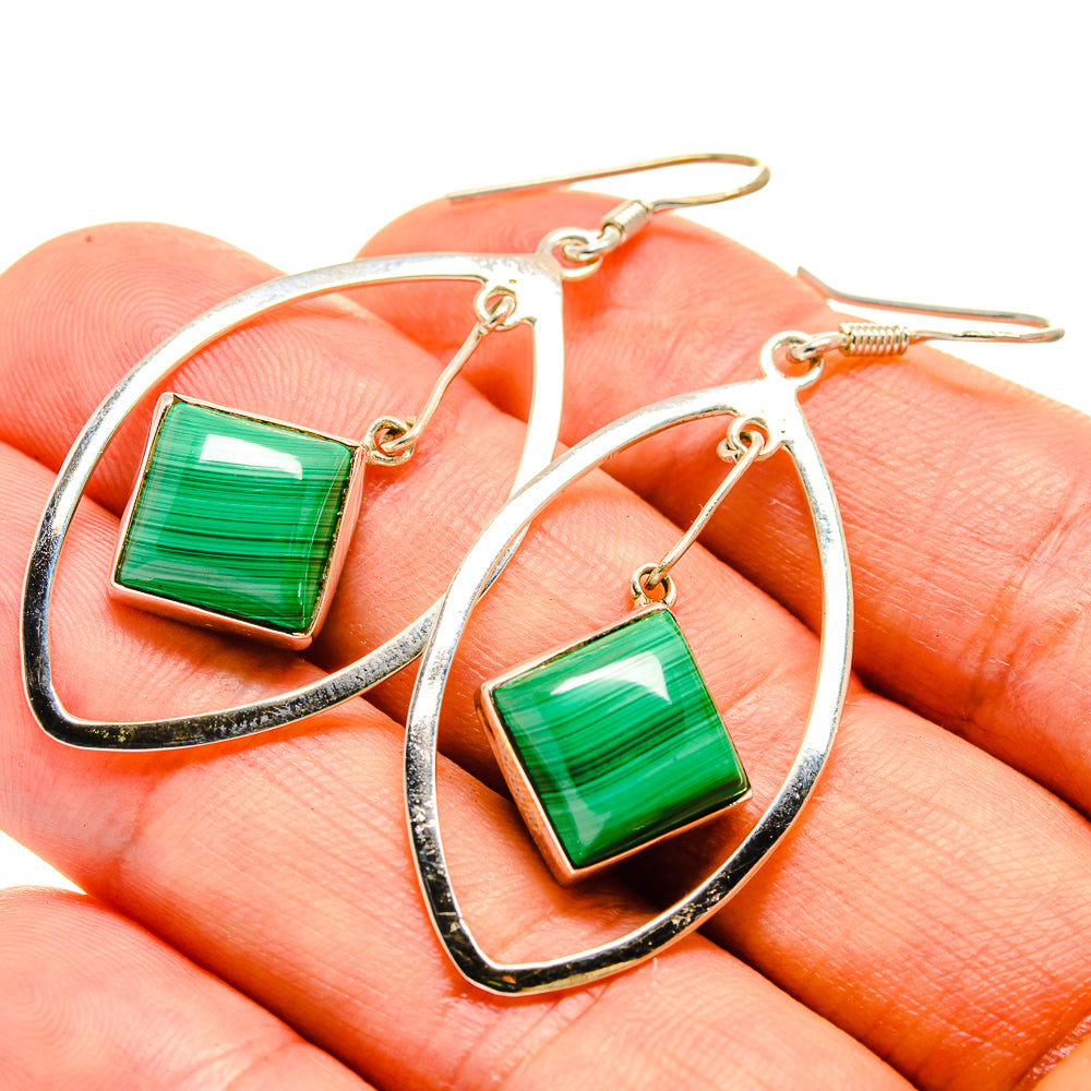 Malachite Earrings handcrafted by Anasilvercos - EARR415396