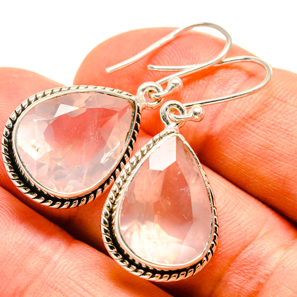 Rose Quartz Earrings handcrafted by Anasilvercos - EARR415434