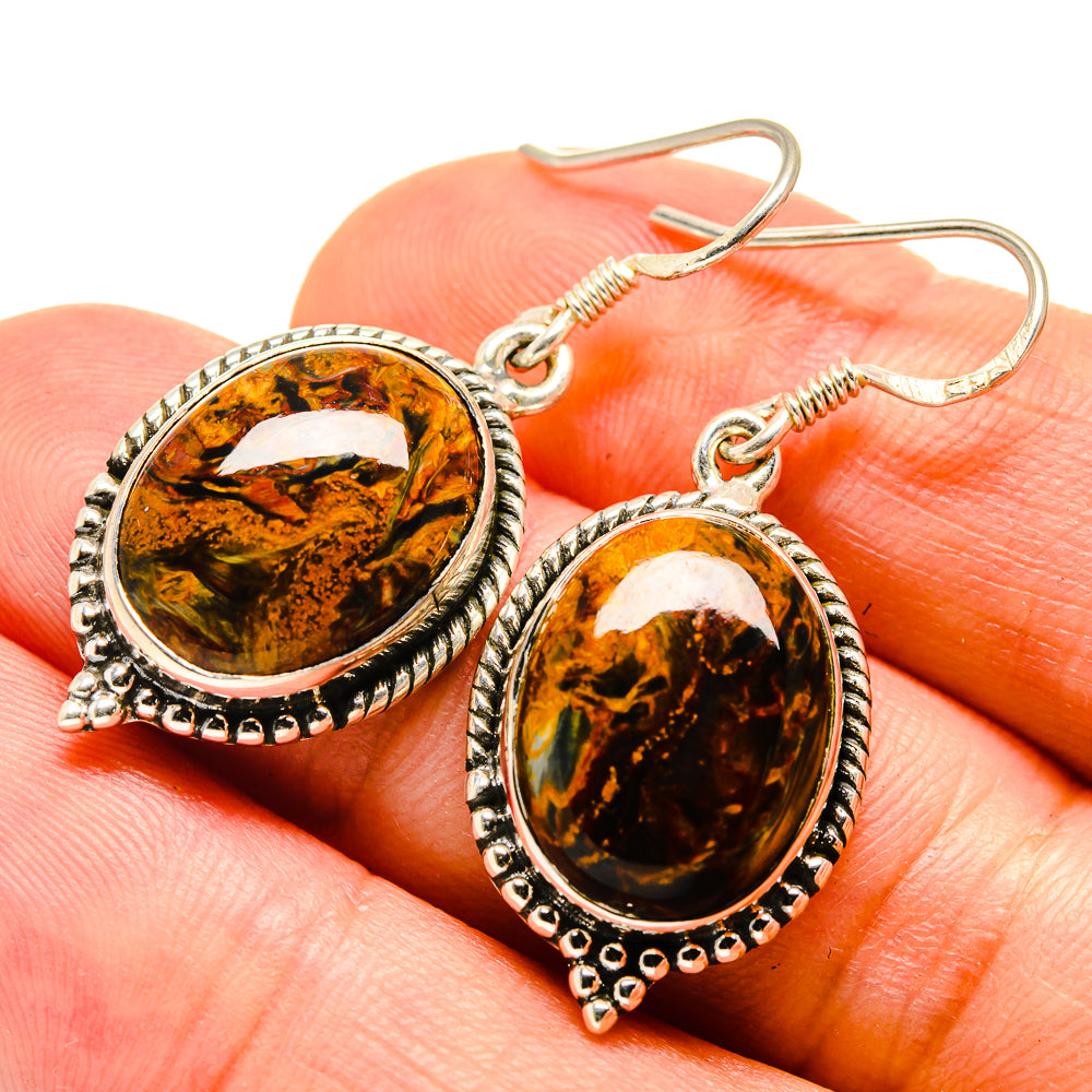 Golden Pietersite Earrings handcrafted by Anasilvercos - EARR415469