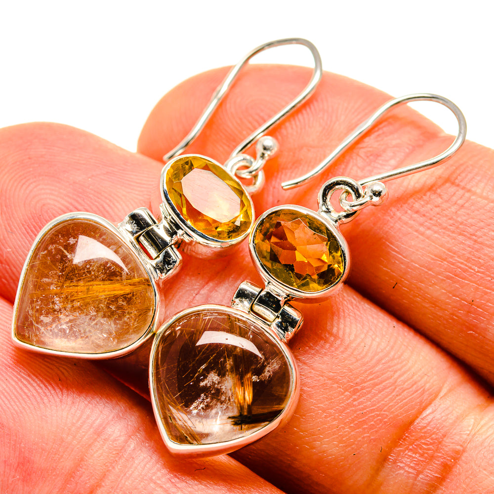 Rutilated Quartz Earrings handcrafted by Anasilvercos - EARR415470