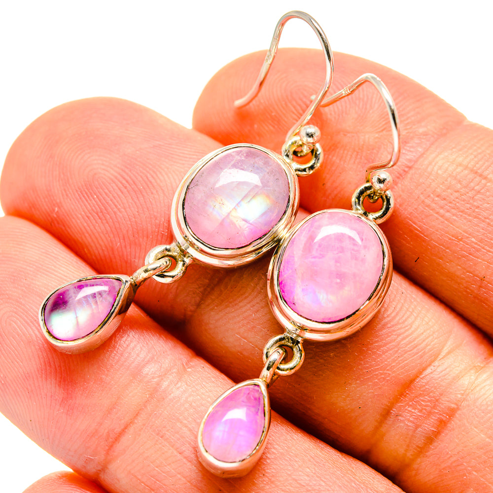 Pink Moonstone Earrings handcrafted by Anasilvercos - EARR415472