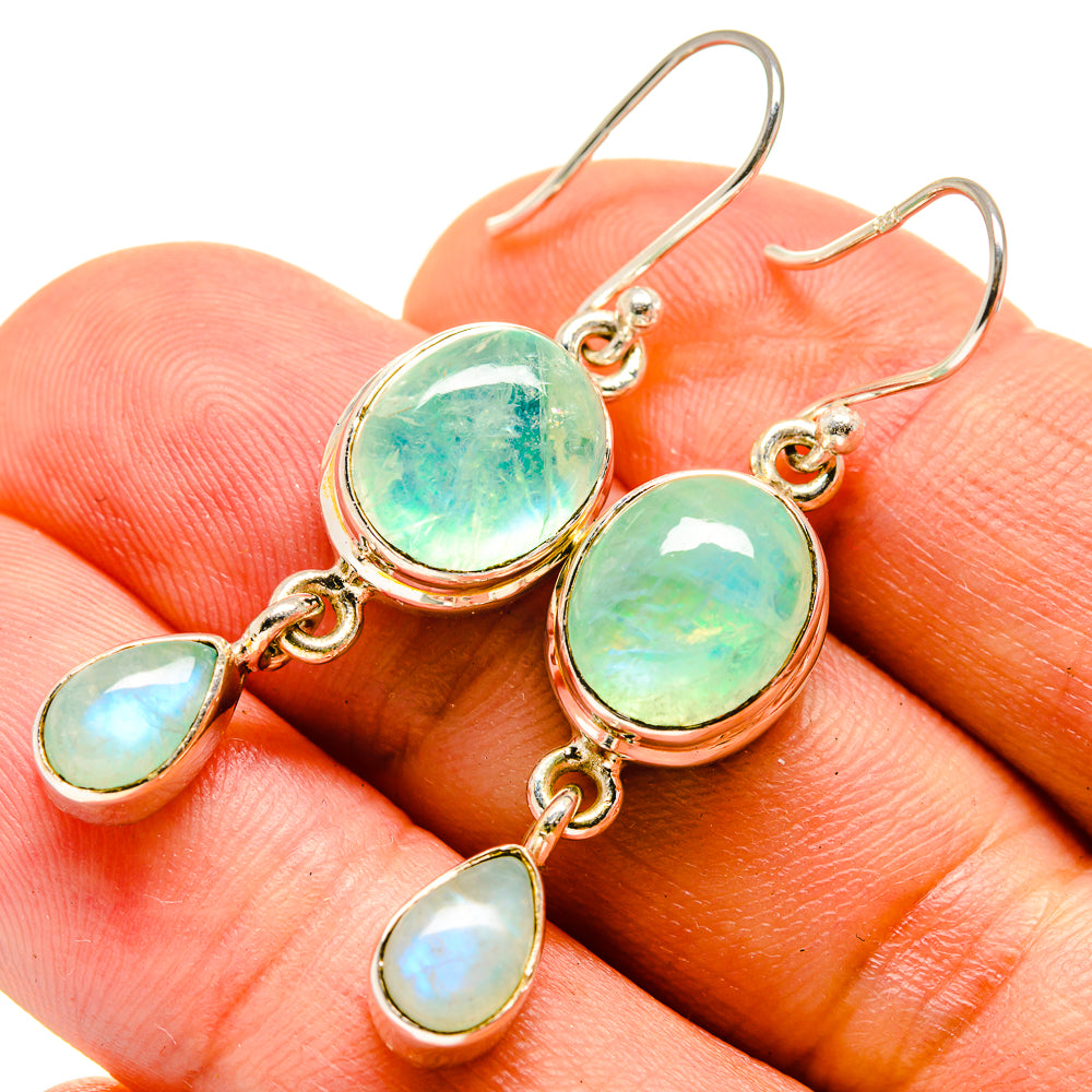 Green Moonstone Earrings handcrafted by Anasilvercos - EARR415476
