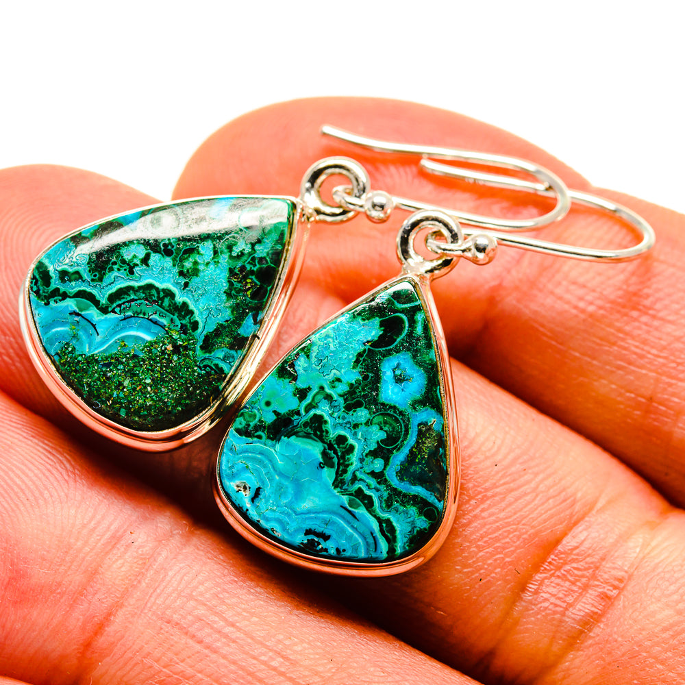 Malachite In Chrysocolla Earrings handcrafted by Anasilvercos - EARR415478
