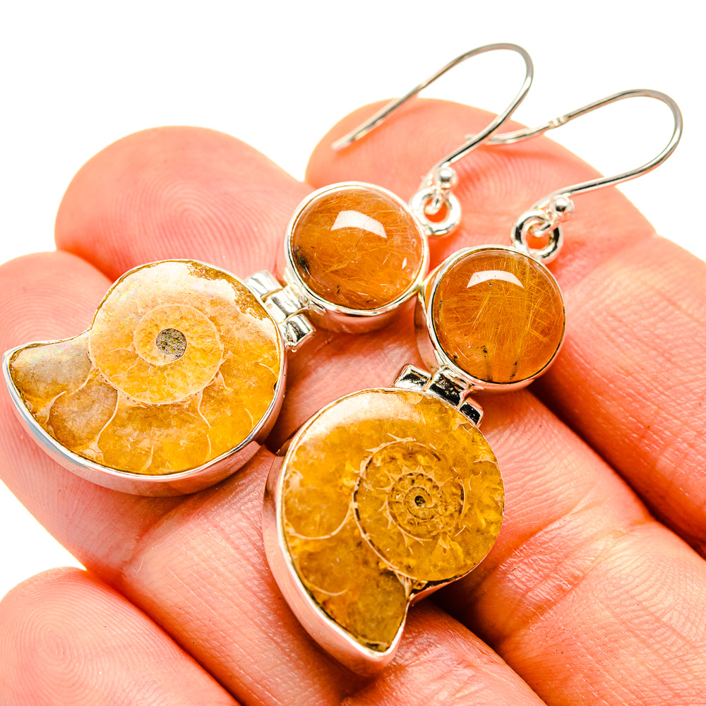 Ammonite Fossil Earrings handcrafted by Anasilvercos - EARR415481