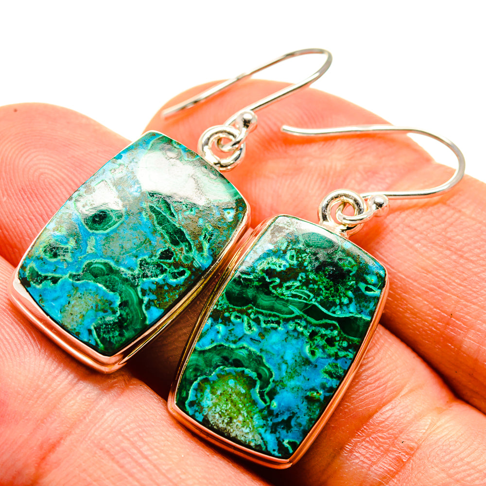 Malachite In Chrysocolla Earrings handcrafted by Anasilvercos - EARR415486