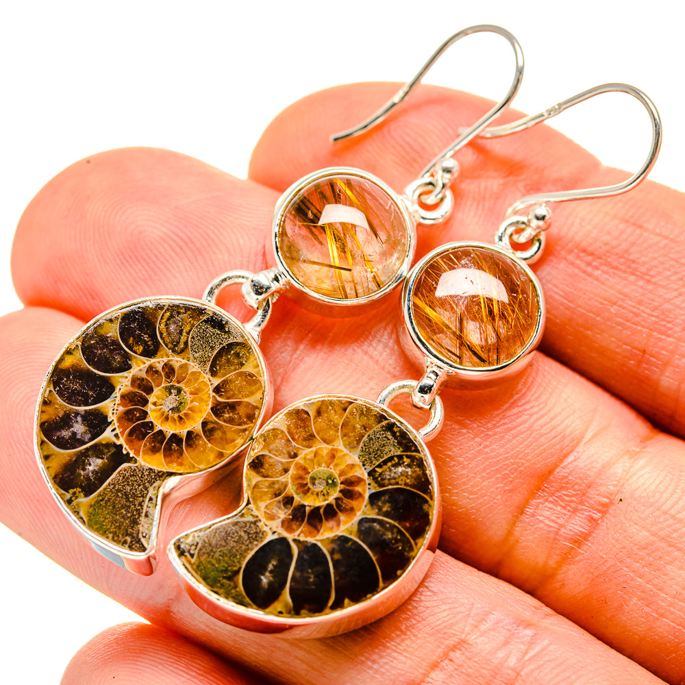 Ammonite Fossil Earrings handcrafted by Anasilvercos - EARR415494