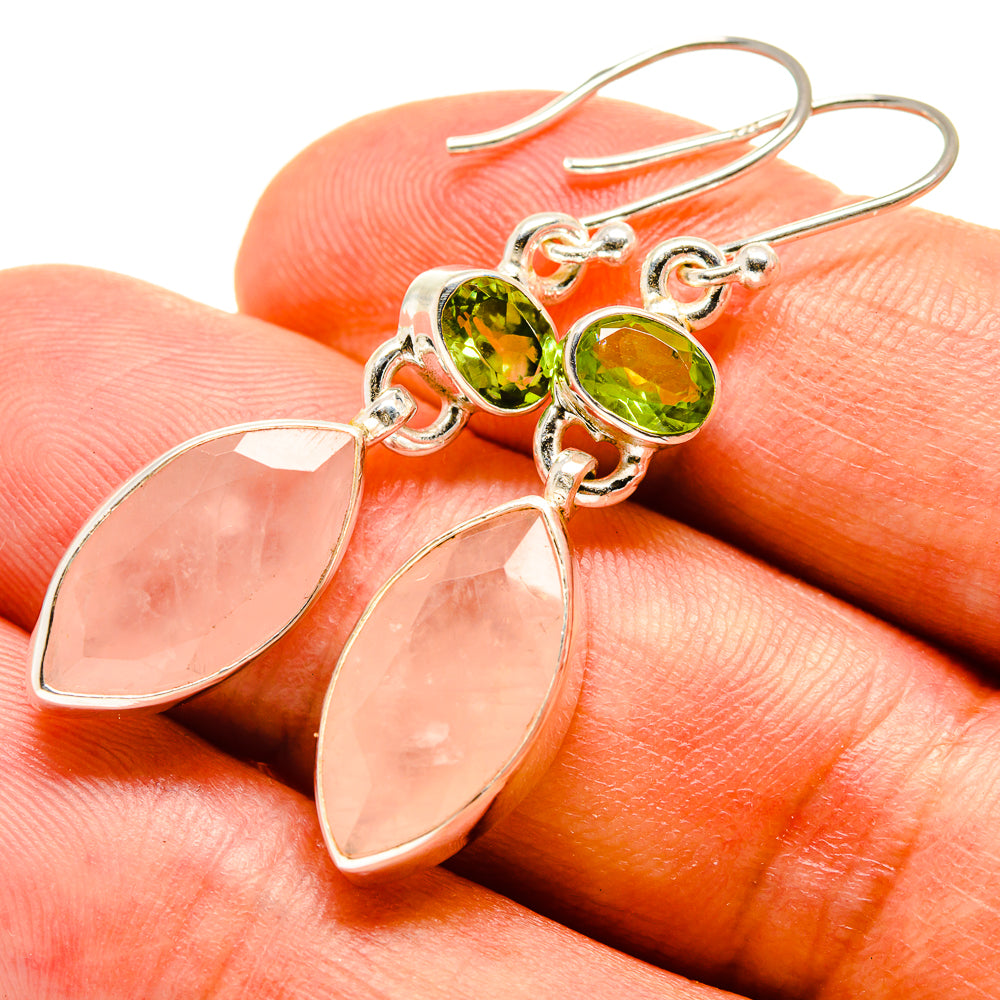 Rose Quartz Earrings handcrafted by Anasilvercos - EARR415508