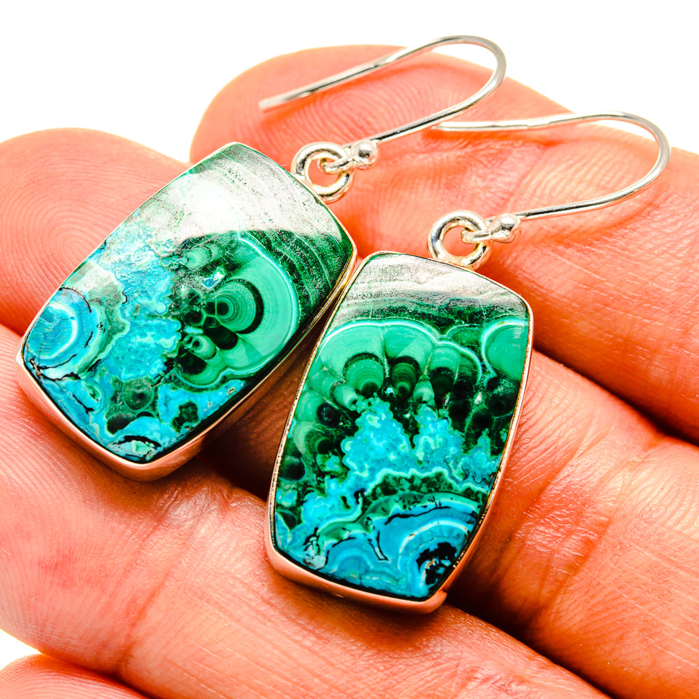 Malachite In Chrysocolla Earrings handcrafted by Anasilvercos - EARR415510