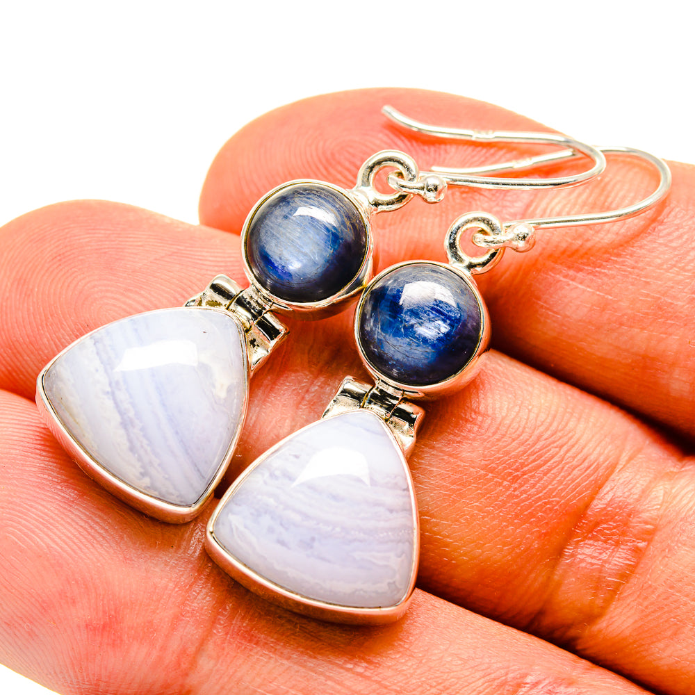 Blue Lace Agate Earrings handcrafted by Anasilvercos - EARR415531