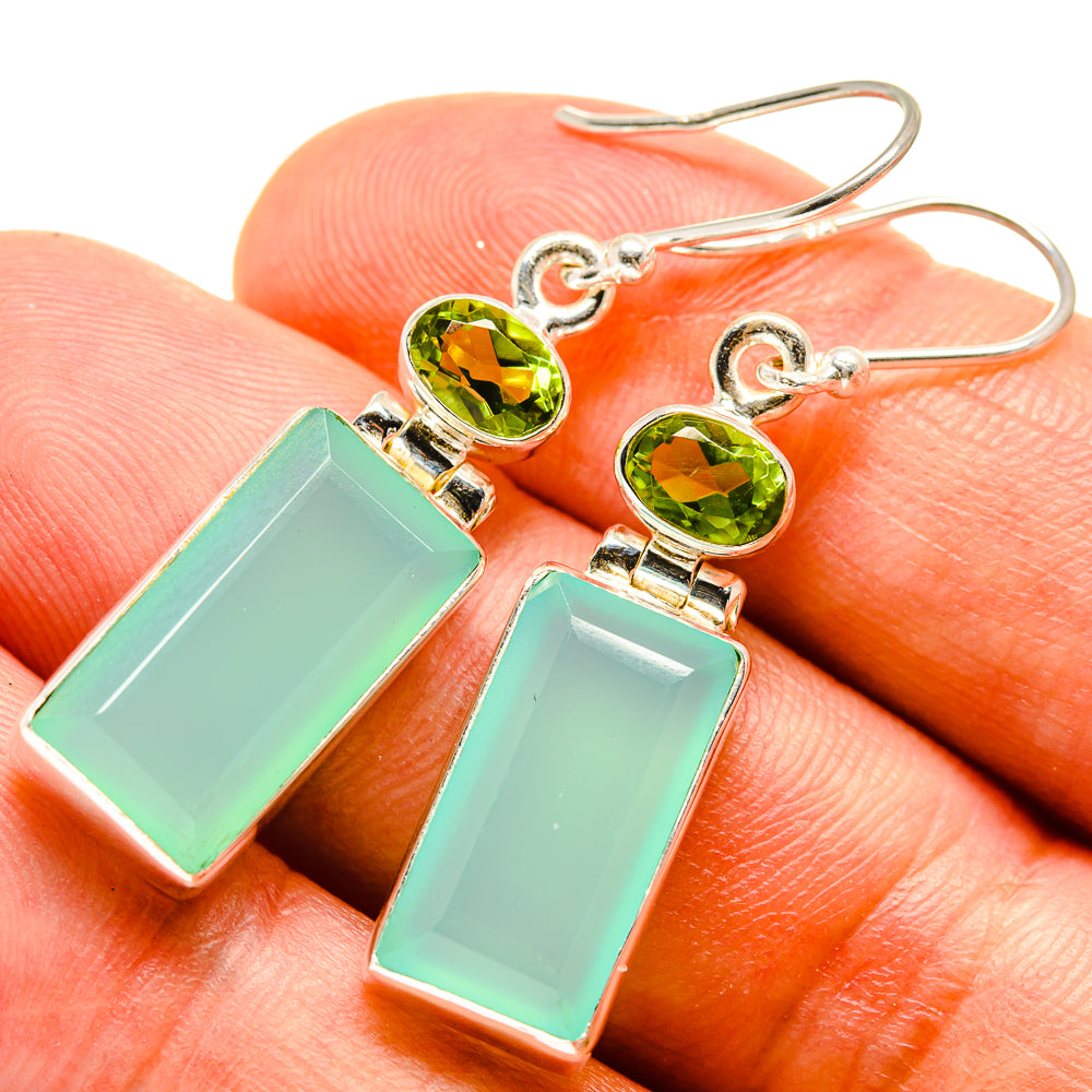 Aqua Chalcedony Earrings handcrafted by Anasilvercos - EARR415533