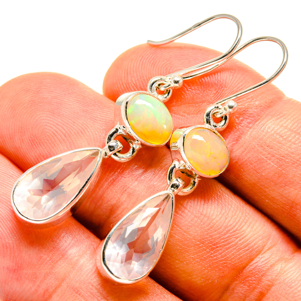 Rose Quartz Earrings handcrafted by Anasilvercos - EARR415548