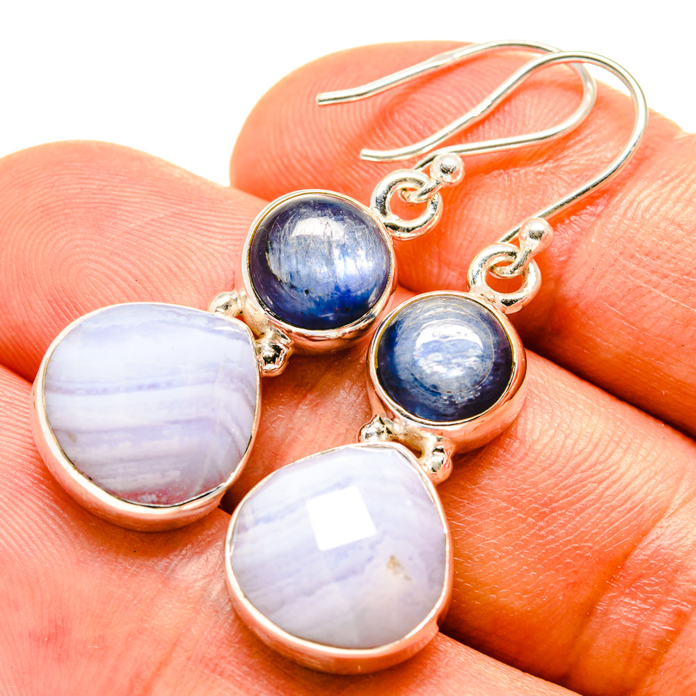Blue Lace Agate Earrings handcrafted by Anasilvercos - EARR415551