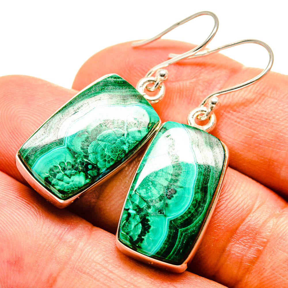 Malachite In Chrysocolla Earrings handcrafted by Anasilvercos - EARR415555