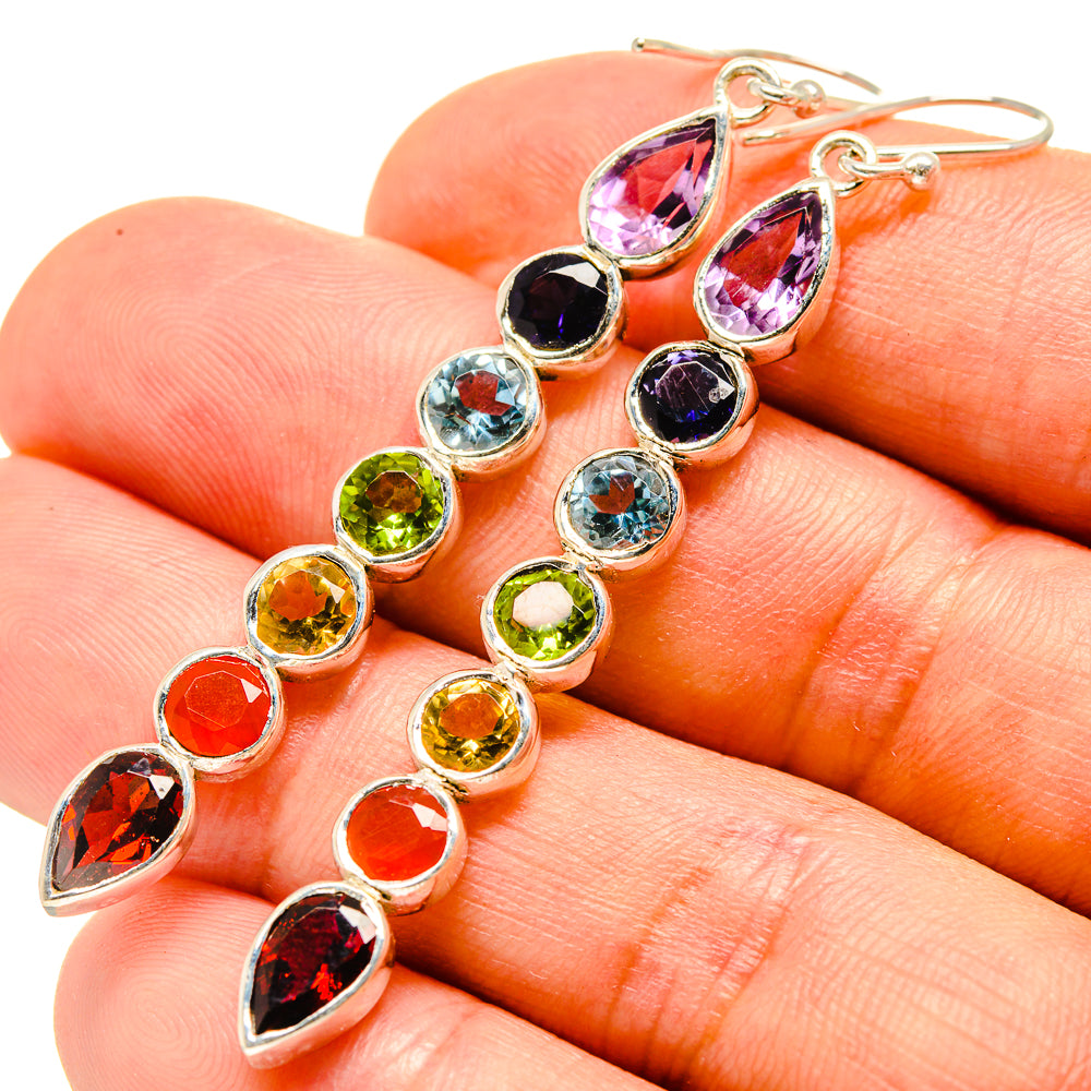 Multi-Stone Chakra Earrings handcrafted by Anasilvercos - EARR415559
