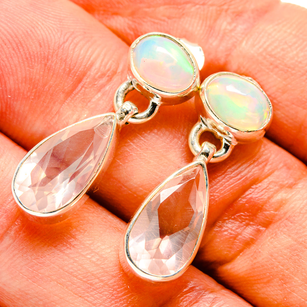 Rose Quartz Earrings handcrafted by Anasilvercos - EARR415569