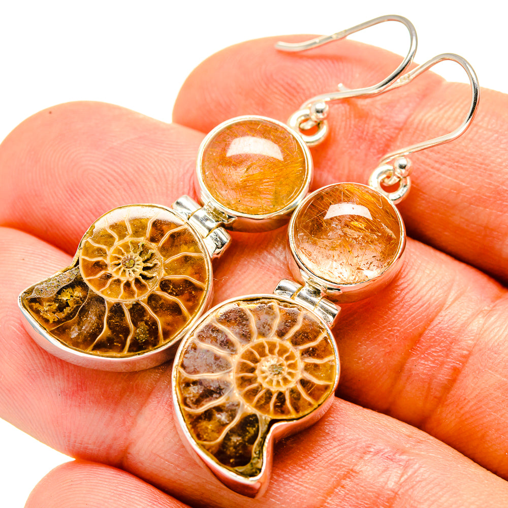 Ammonite Fossil Earrings handcrafted by Anasilvercos - EARR415572