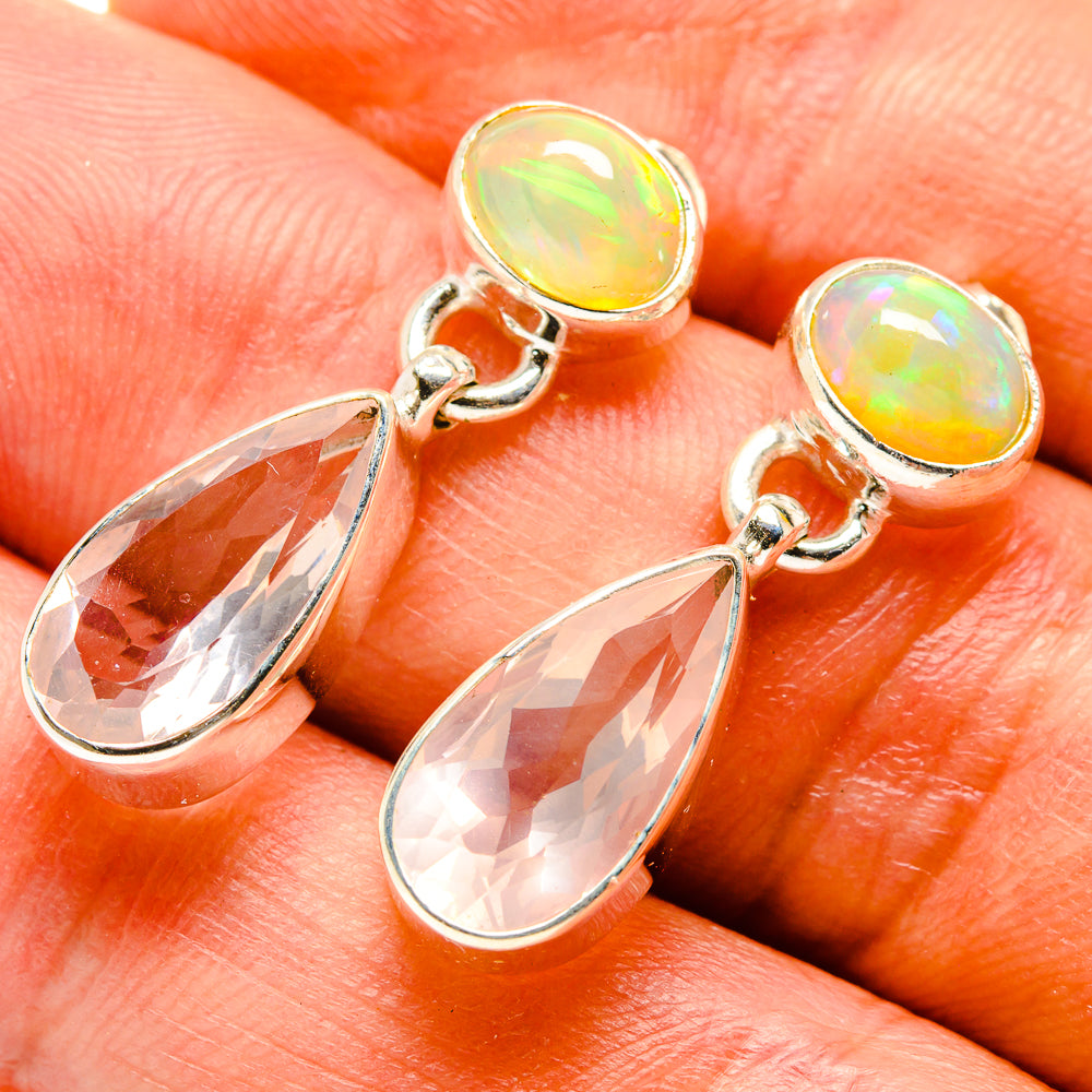 Rose Quartz Earrings handcrafted by Anasilvercos - EARR415576