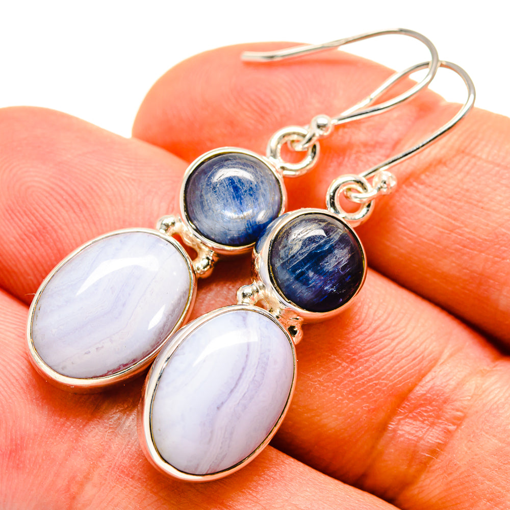 Blue Lace Agate Earrings handcrafted by Anasilvercos - EARR415606