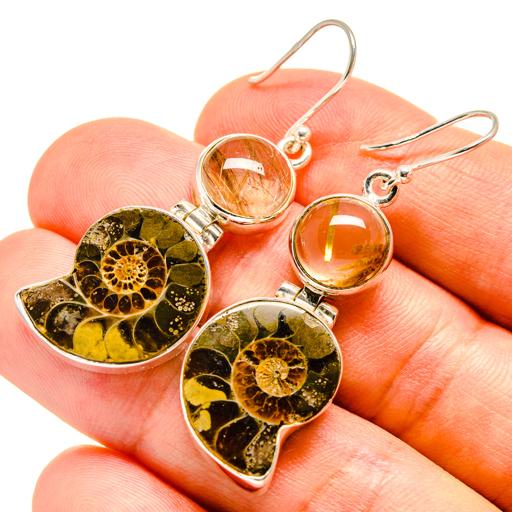 Ammonite Fossil Earrings handcrafted by Anasilvercos - EARR415609