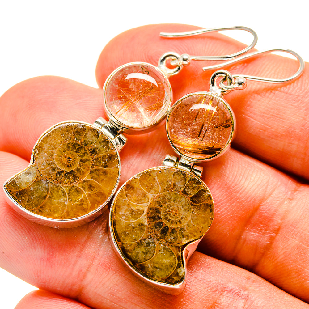 Ammonite Fossil Earrings handcrafted by Anasilvercos - EARR415611