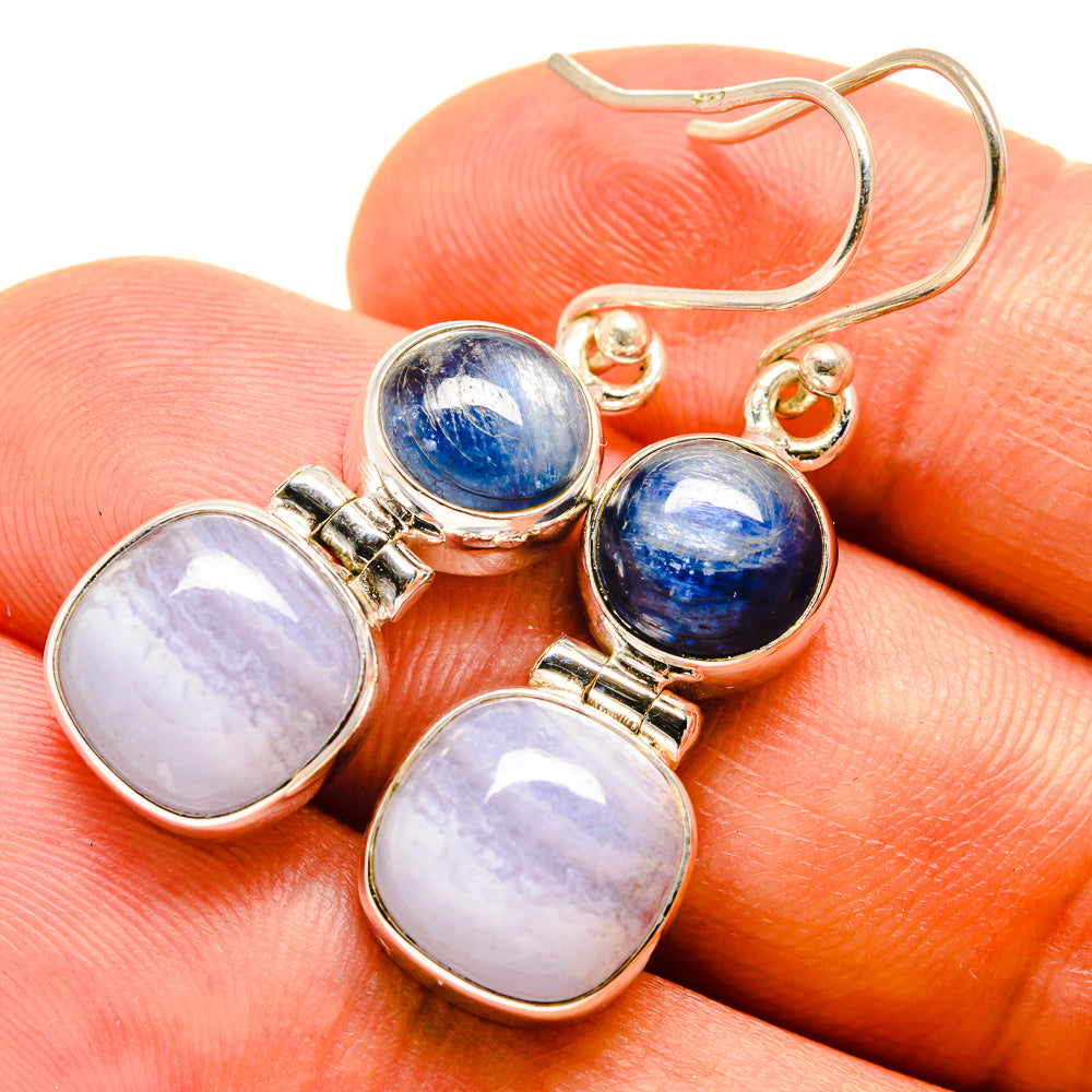 Blue Lace Agate Earrings handcrafted by Anasilvercos - EARR415613