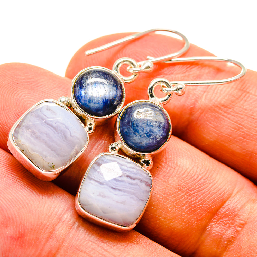 Blue Lace Agate Earrings handcrafted by Anasilvercos - EARR415625