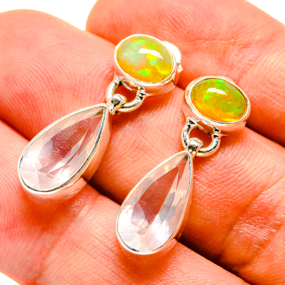 Rose Quartz Earrings handcrafted by Anasilvercos - EARR415638