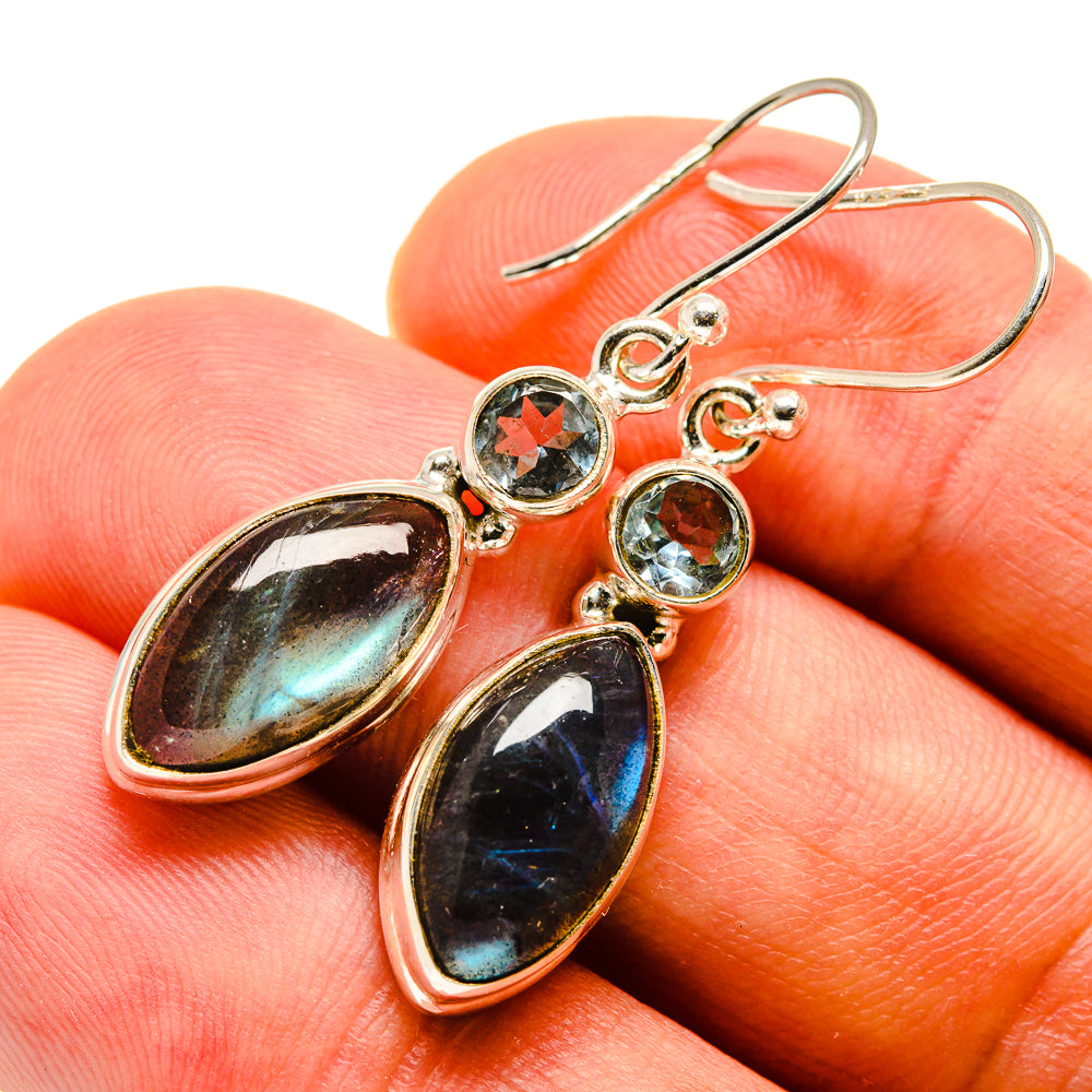 Labradorite, Blue Topaz Earrings handcrafted by Anasilvercos - EARR415665