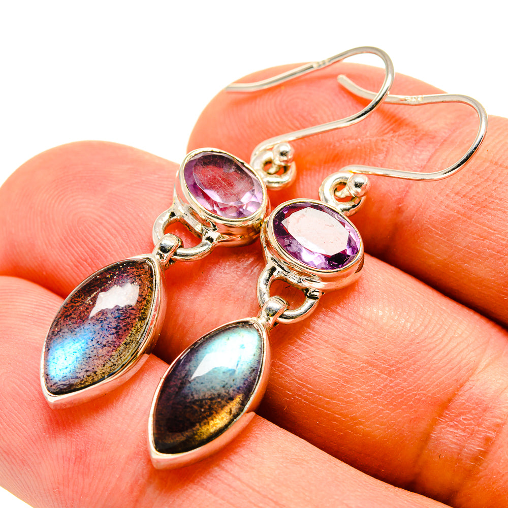 Labradorite, Amethyst Earrings handcrafted by Anasilvercos - EARR415676