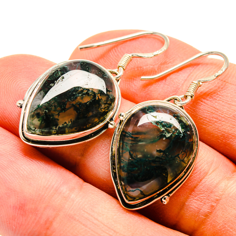 Green Moss Agate Earrings handcrafted by Anasilvercos - EARR415681