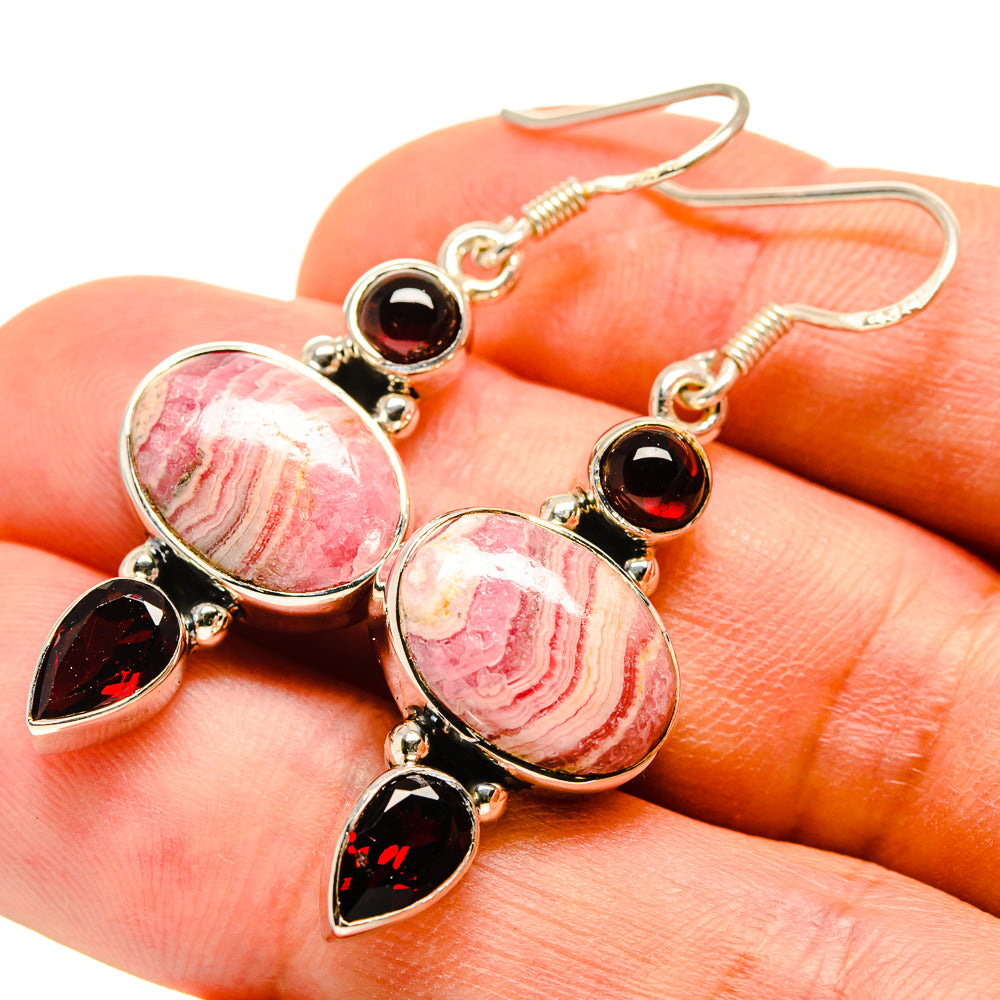 Rhodochrosite, Garnet Earrings handcrafted by Anasilvercos - EARR415684
