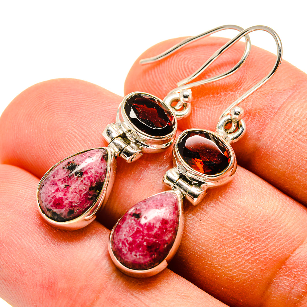 Rhodonite, Garnet Earrings handcrafted by Anasilvercos - EARR415696