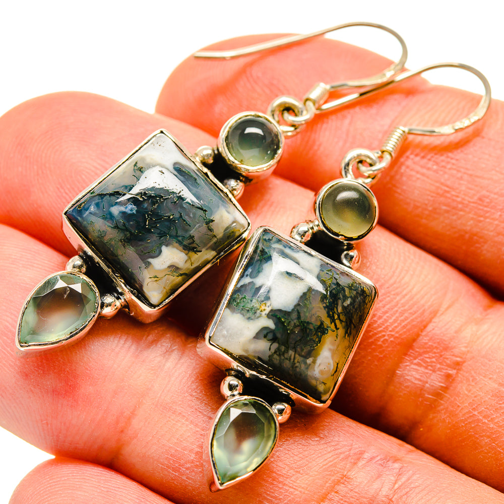 Green Moss Agate, Prehnite Earrings handcrafted by Anasilvercos - EARR415707